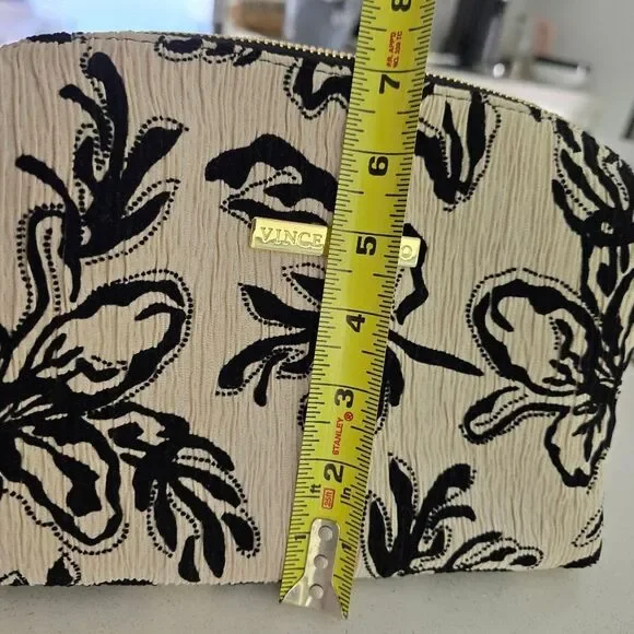 New- Vince Camuto Black and Cream Floral Women's Pouch - Picture 9 of 9